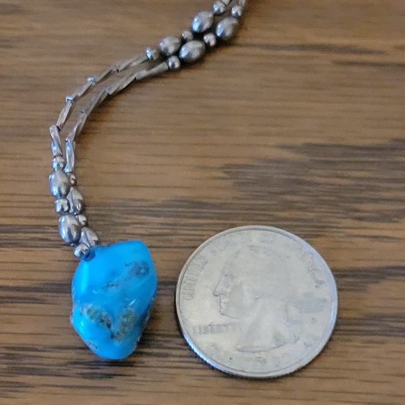 Rare vintage genuine large turquoise nugget with hole for making necklace. - Picture 5 of 8